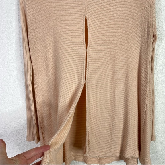 Free People Light Pink Lover Rib Thermal Split Back Sweater - Picture 10 of 11